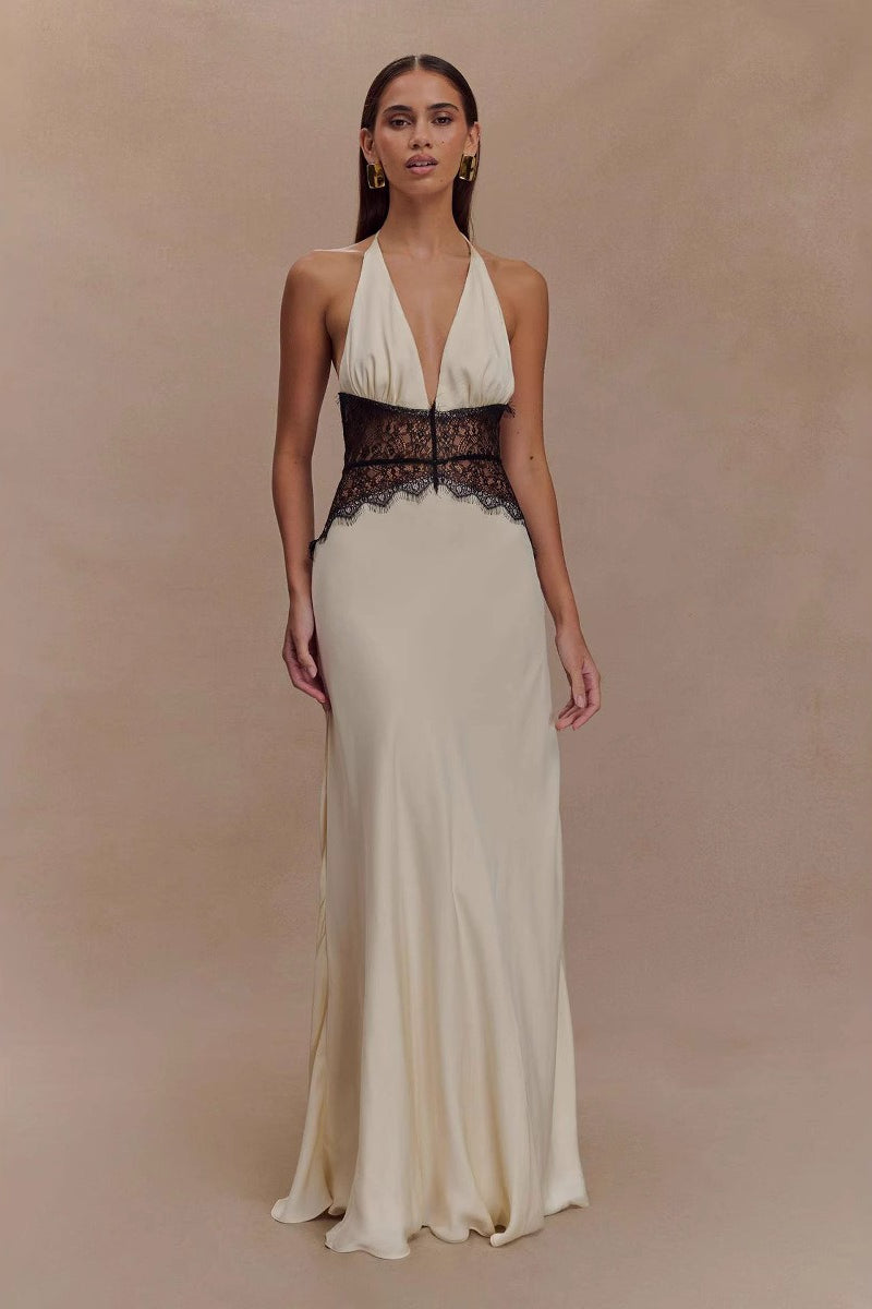 Halter-Neck Satin Dress