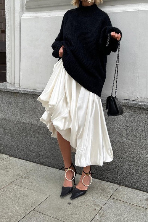 High Waist Balloon Voluminous Solid Skirt