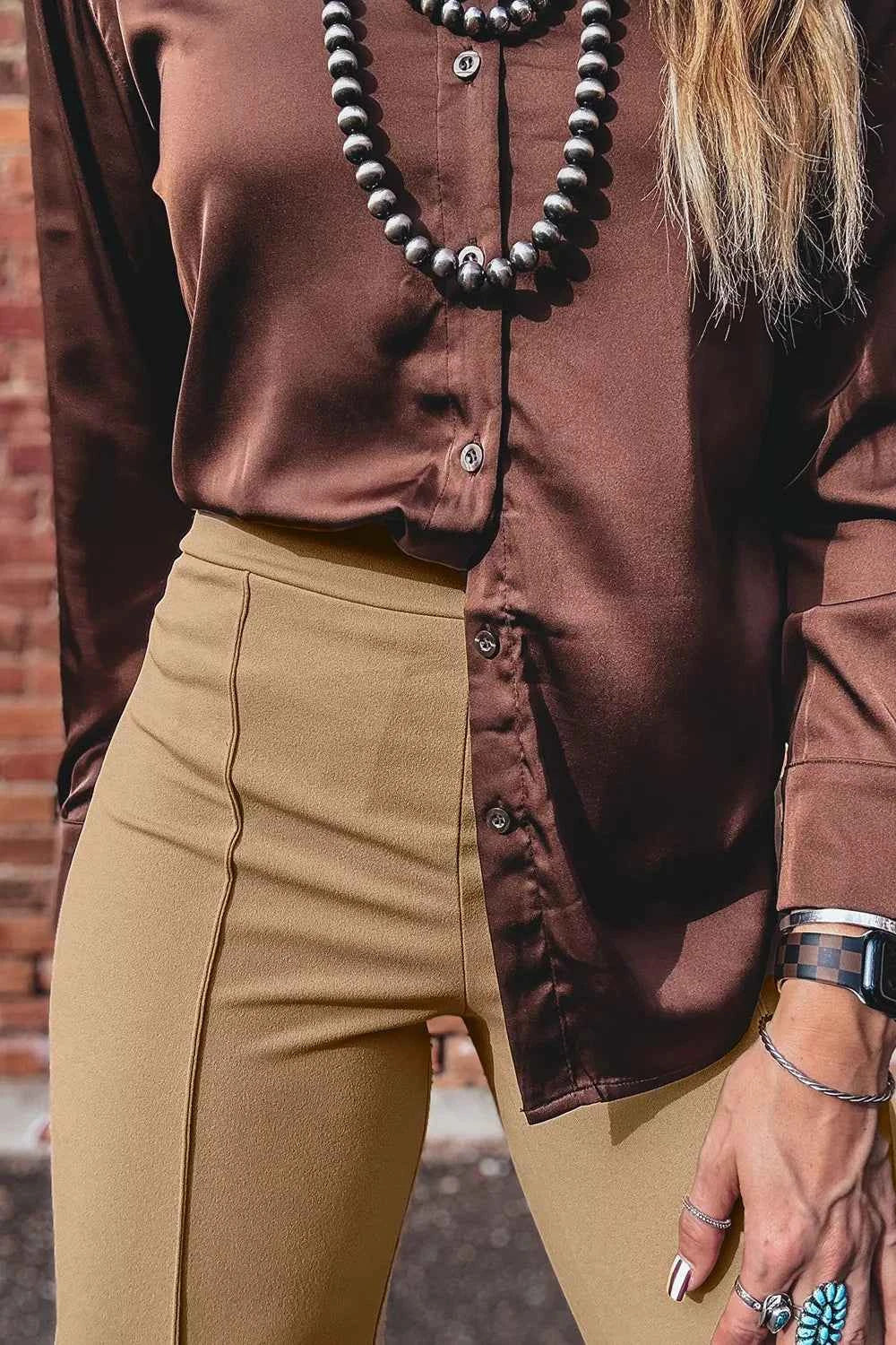 High Waist Full Length Regular Fit Pants
