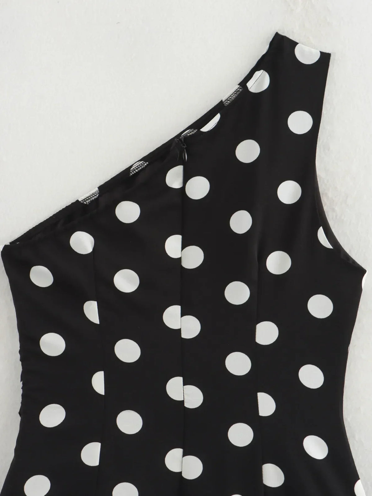 Polka Dot One Shoulder Drop Waist Bubble Hem Mini Dress 6