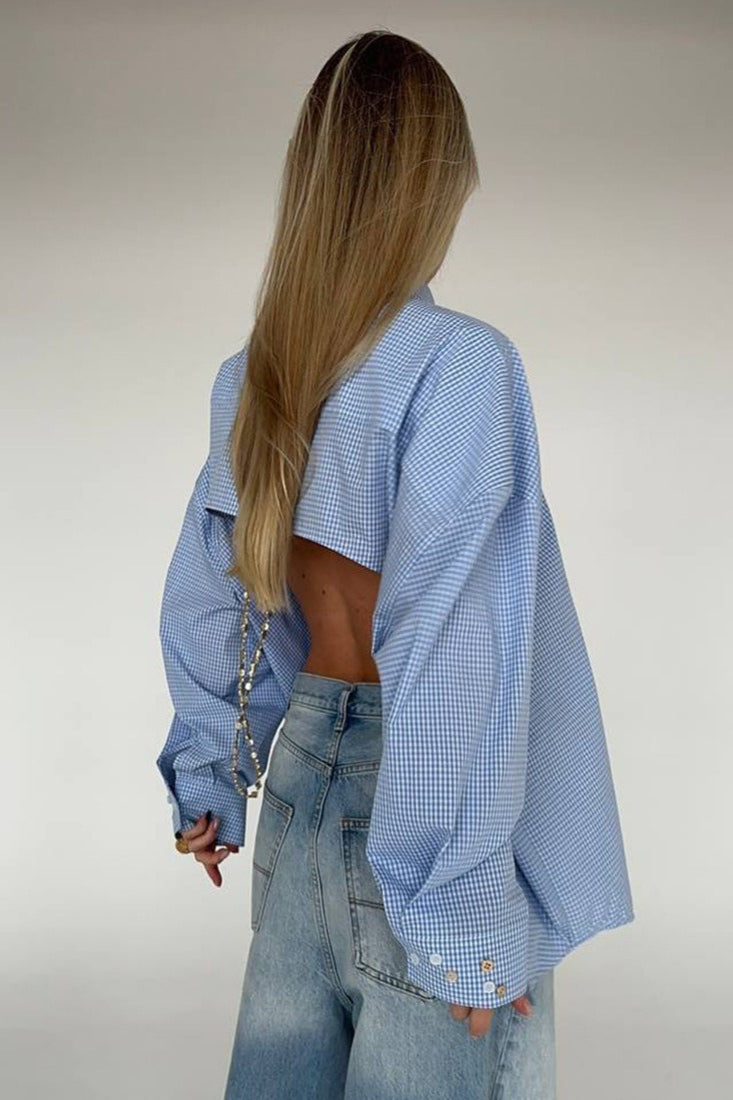 Back Stripe Button Detail Blouse