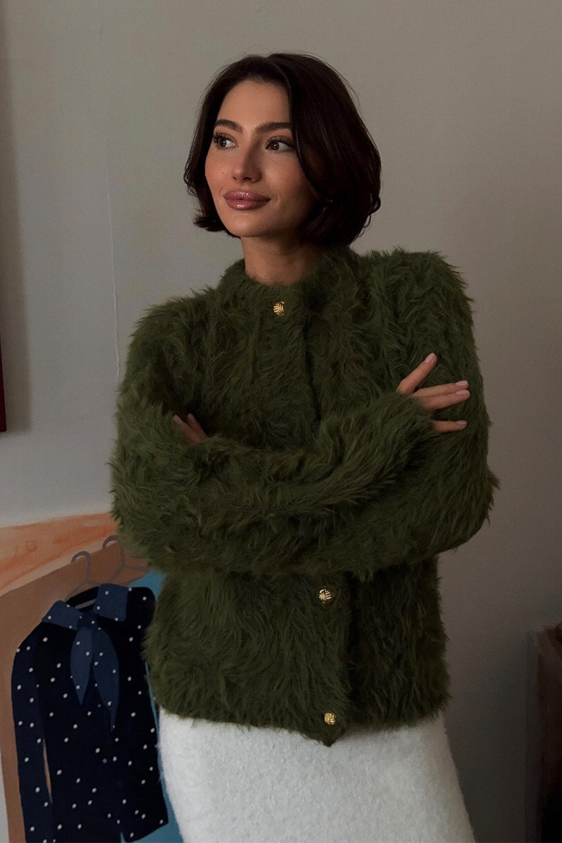 Heavyweight Plush Faux Fur Relaxed Cardigan