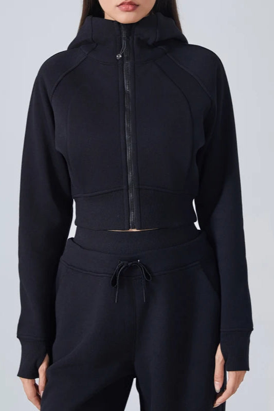 Cropped Fleece Workout Jacket