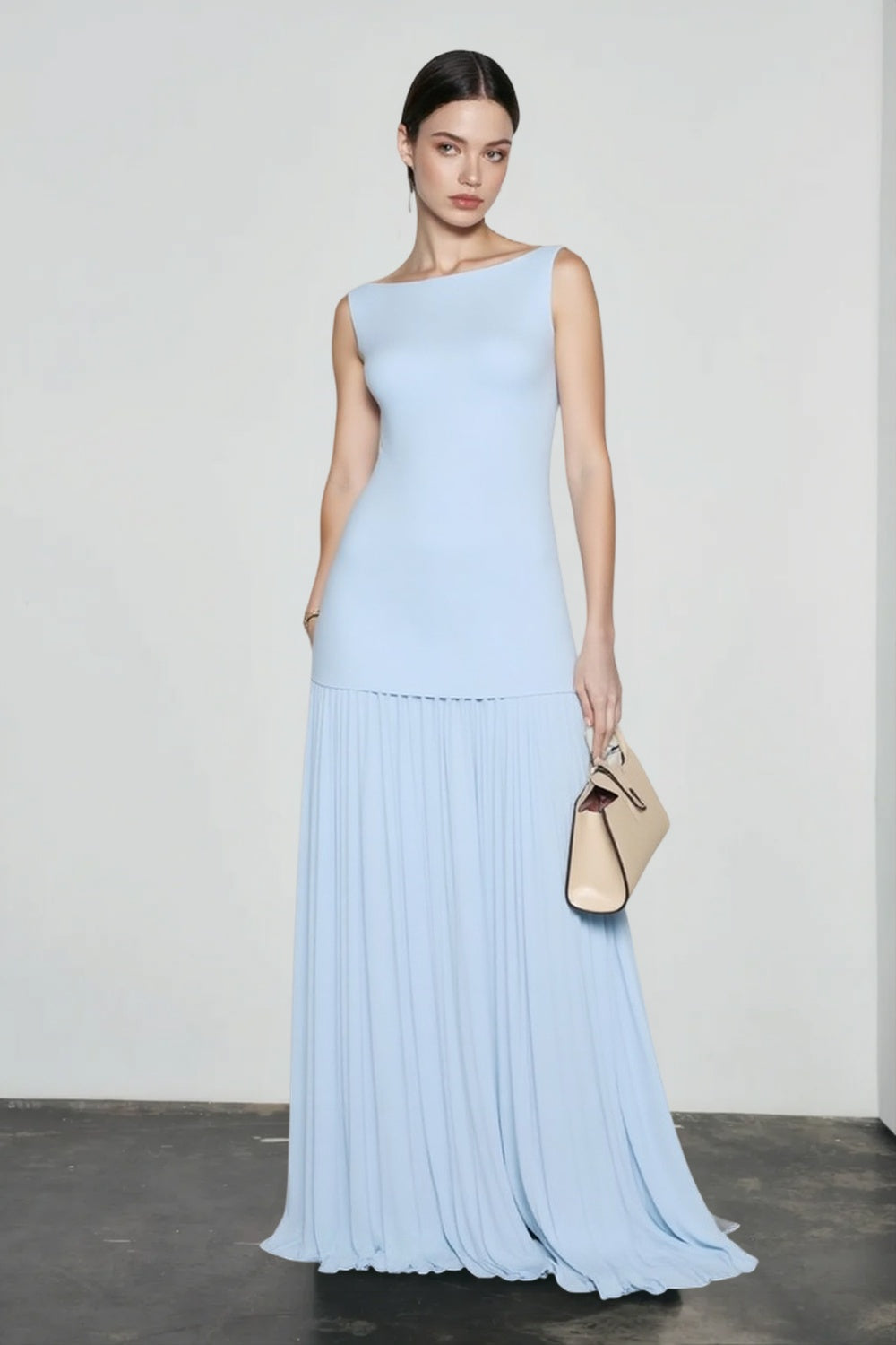 Sleeveless Knit Slip Prom Dress