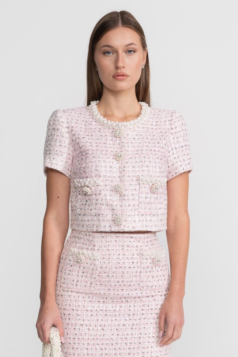 High-waisted Midi Skirt With Structured Waistband - Pink