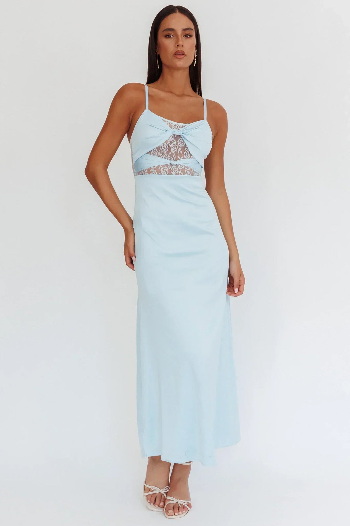 Wyatt Lace Twish Bust Maxi Dress Baby Blue