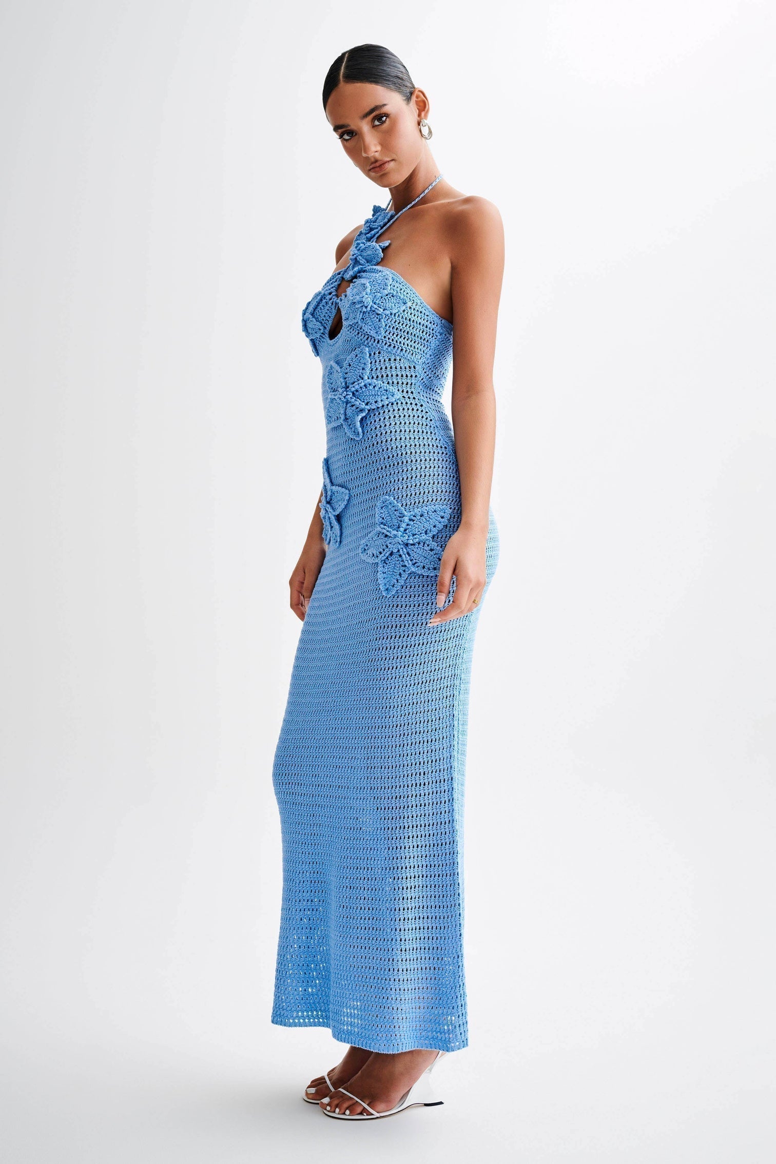 Satin Cowl Neck Backless Long Sleeve Midi Dress