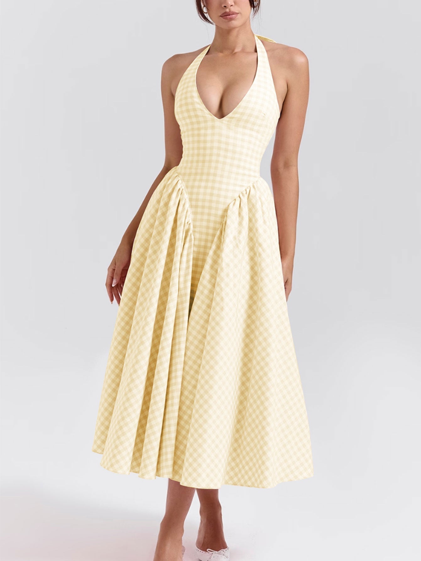 Exclusive Naomi Midi Dress with Deep V Neck Statement Occasion Edit