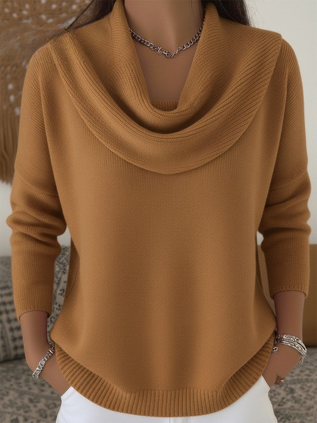 Cowl Neck Long Sleeve Knit Sweater