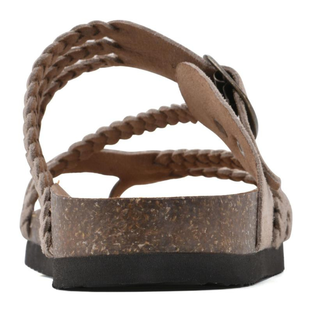 Braided Strap Buckle Cork Footbed Slide Sandals