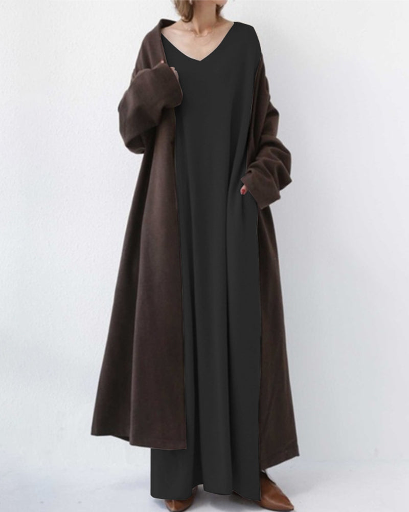 Long Sleeve Ribbed Knit Sweater Dress