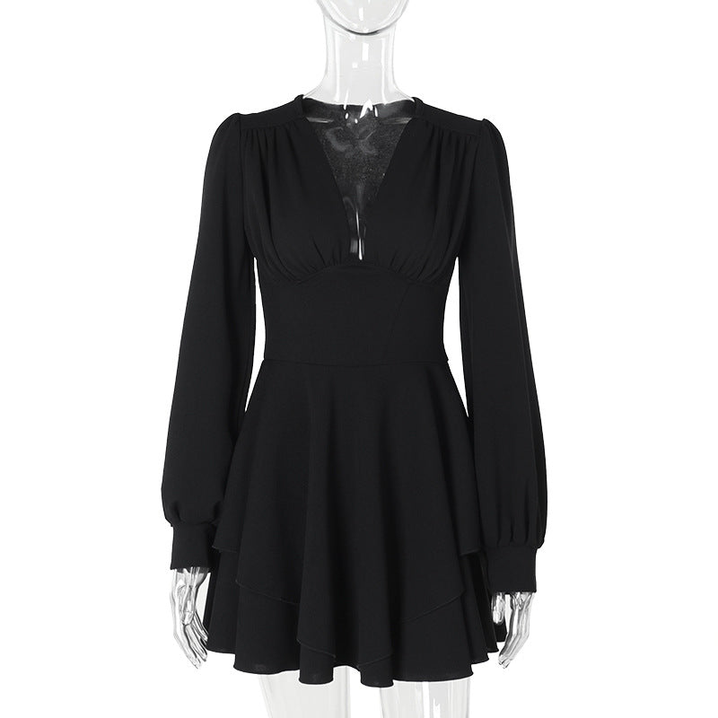 Bloom Skater Dress-Black