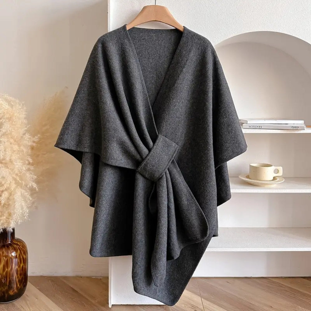 Open Front Draped Wrap Poncho Cape