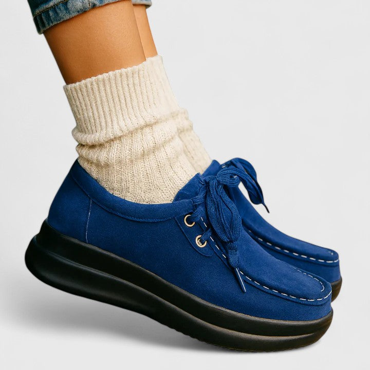 Lace Up Suede Look Platform Moccasin Sneakers