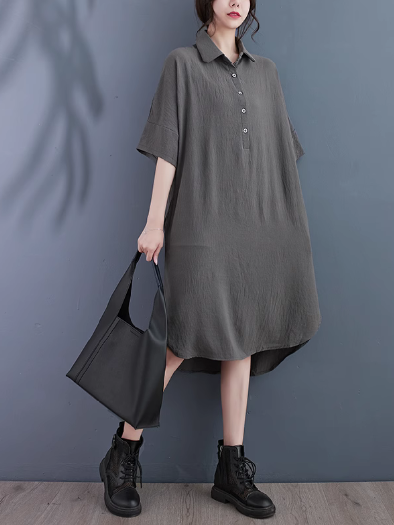 High Quality Solid Color Shirt Dress