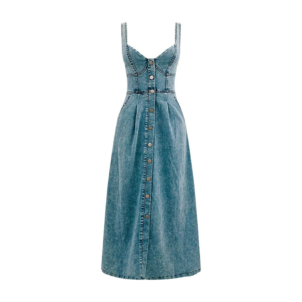 Denim Lush Midi Dress - Blue