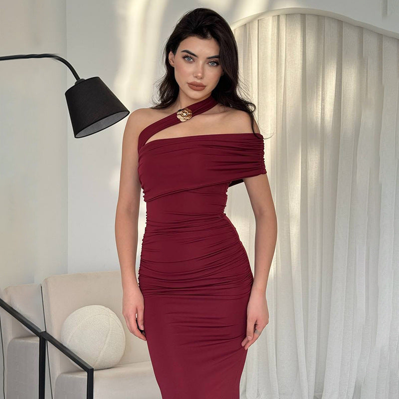 Horres Midi Dress Maroon