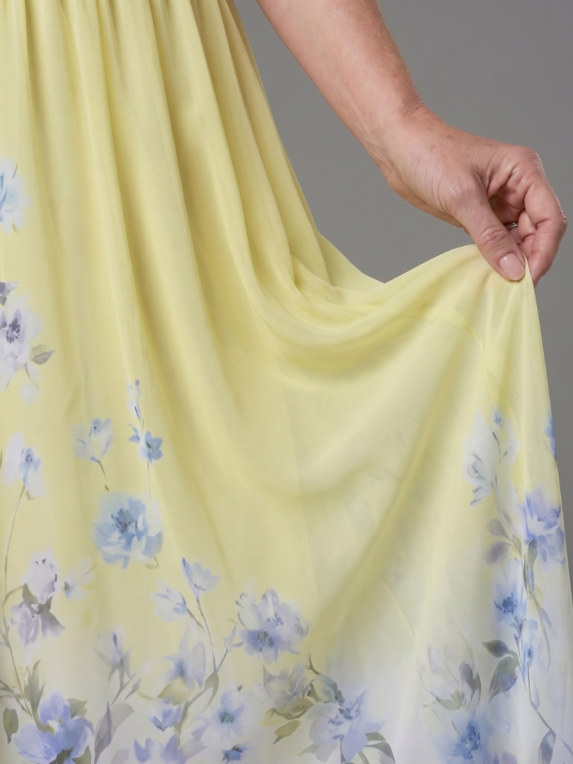 Clarissa | Sleeveless V-Neck Soft Floral Hem Midi Dress