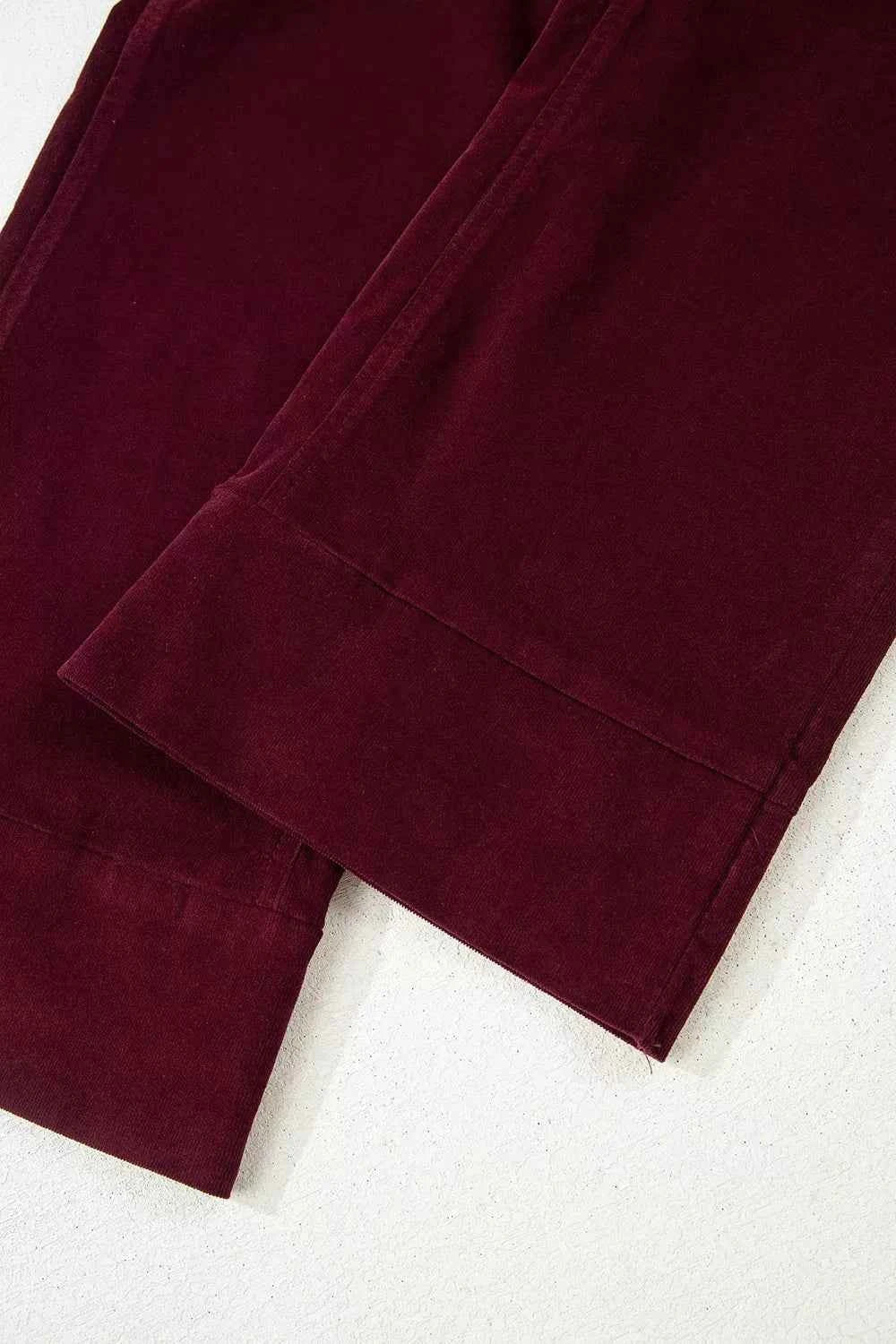 Corduroy Solid Color High Waist Wide Leg Pants