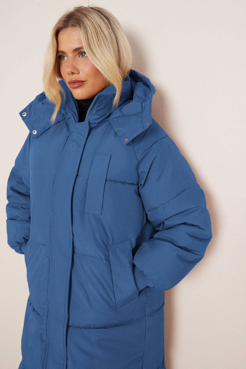 Thick Padded Hooded MidLength Winter Overcoat