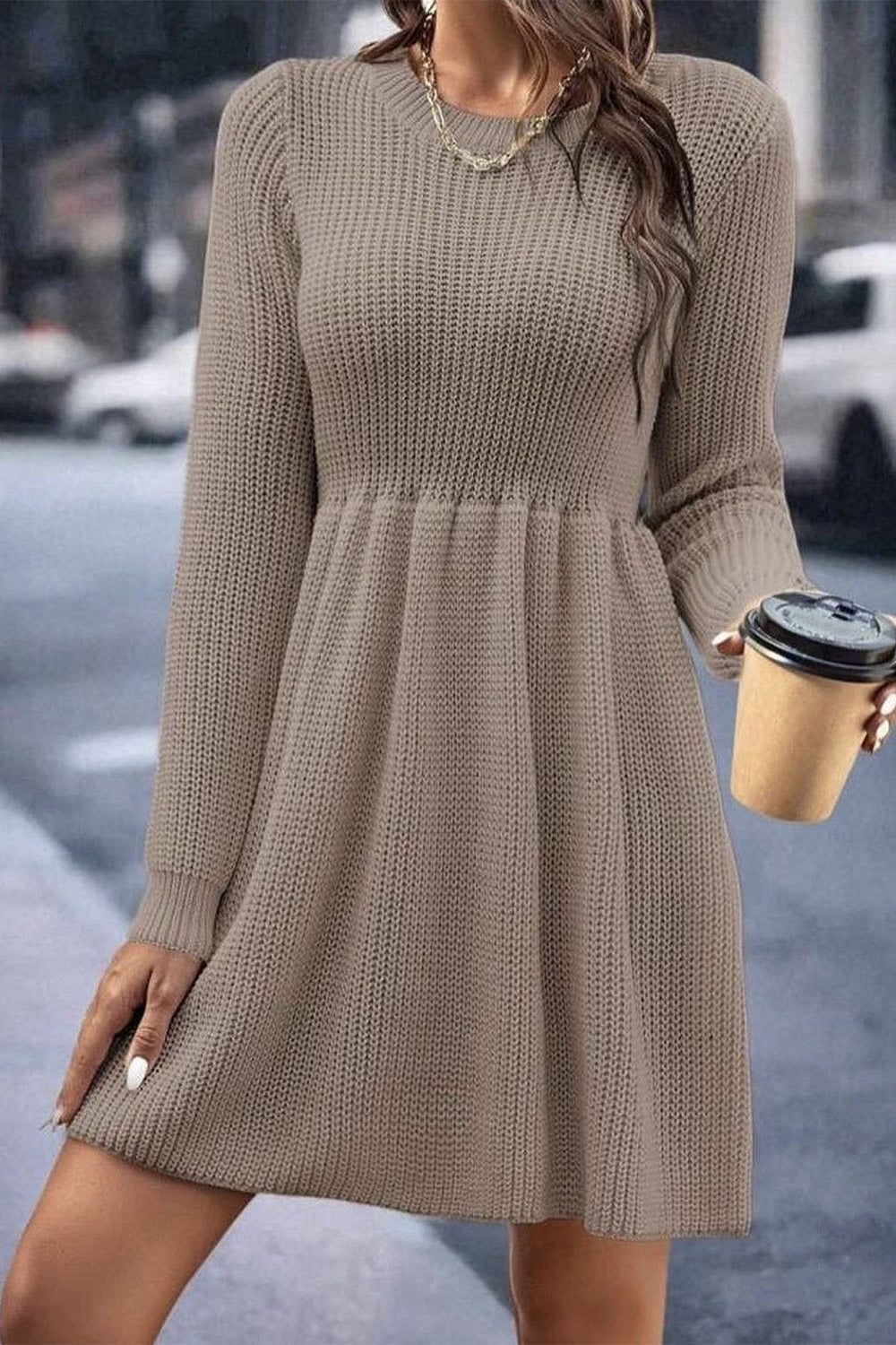 Loose Fit Knit Sweater Dress