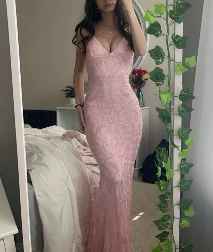 Cute Mermaid Pink Long Prom Dresses