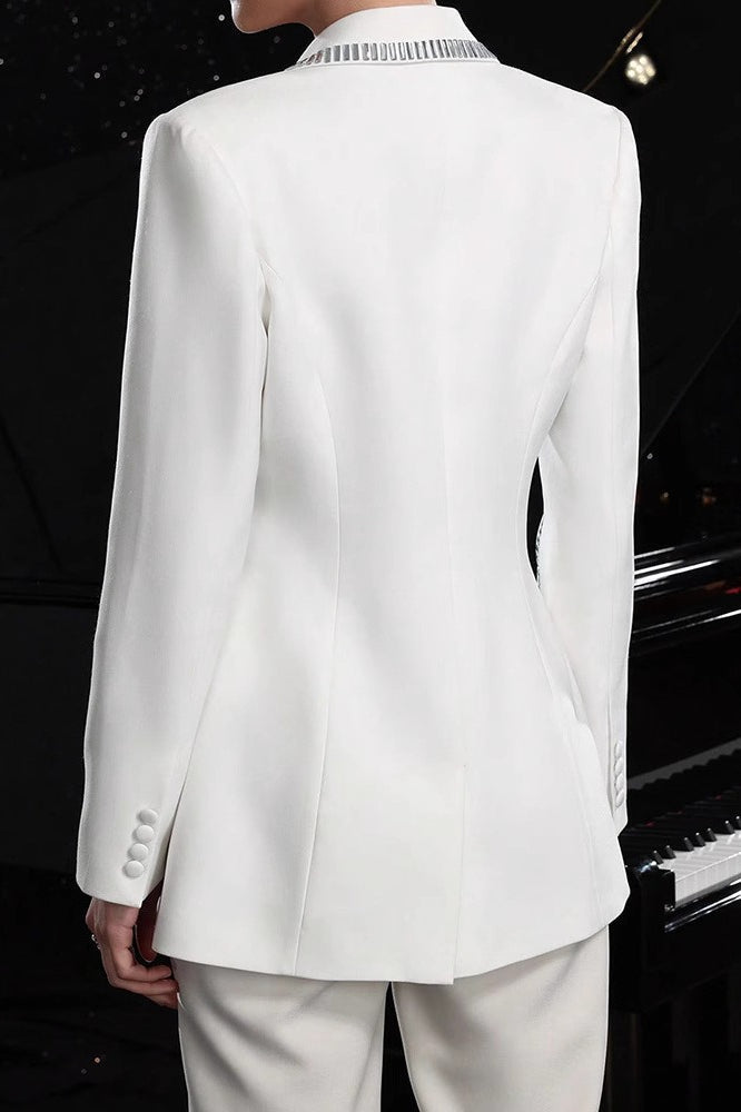 Slim Fit Rhinestone Lapel Blazer