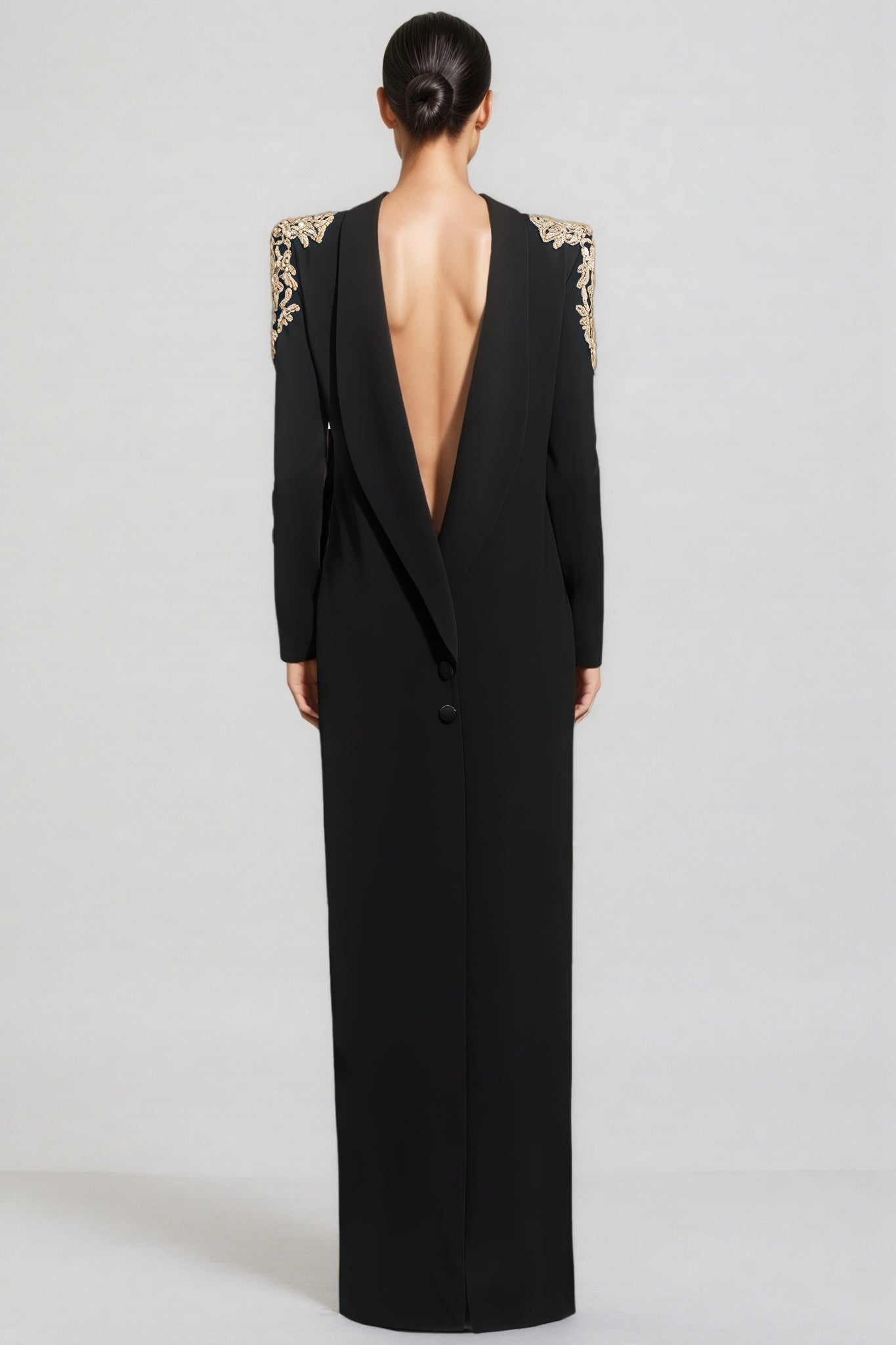 Luned Beaded Rhinestone Backless Maxi Dress - View 3