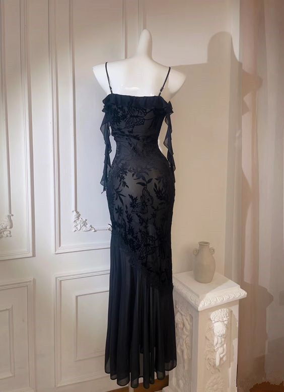 Sexy Mermaid Long Prom Dress Black Evening Party Dress cc1465