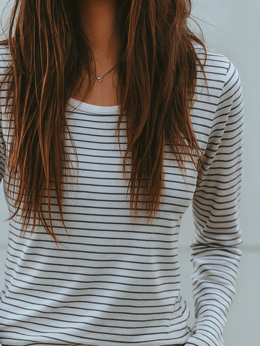 Casual Classic Striped Long Sleeve Top