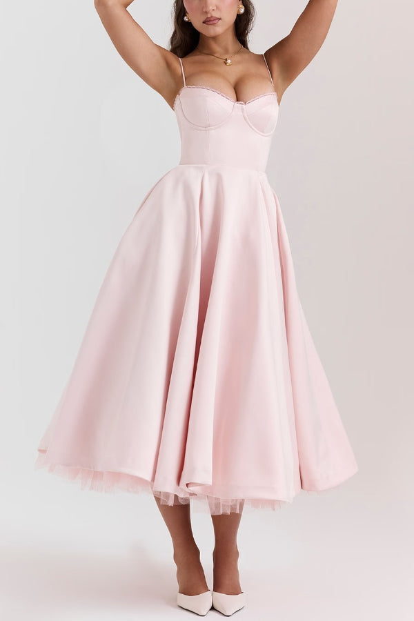 Lorraine Premium Strapless V Neck Sleeveless Tutu Maxi Dress Boutique Edit