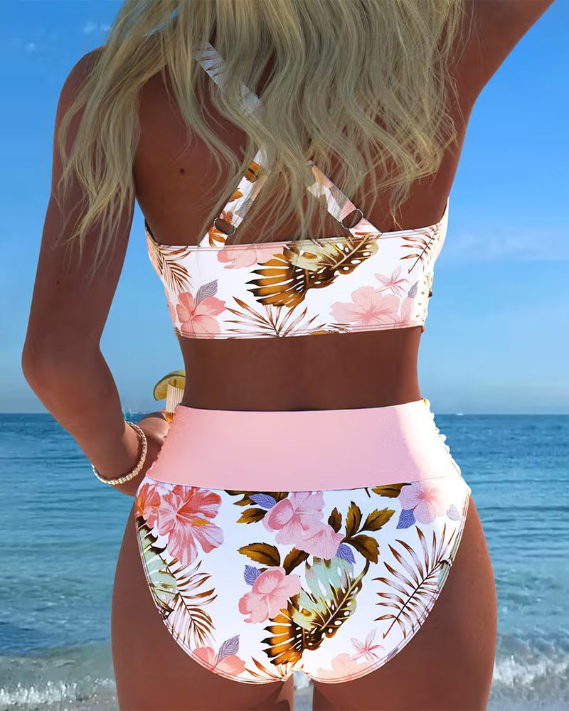 Floral Print Wrap Bikini Set