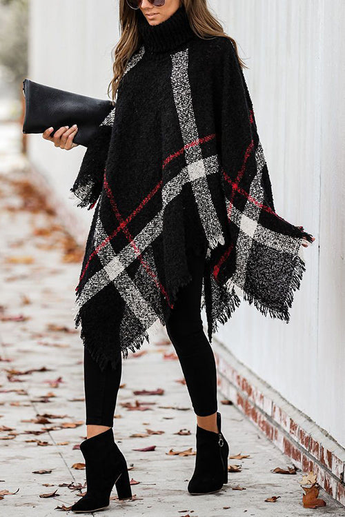 Stripe Tassel Loose High Collar Sweaters