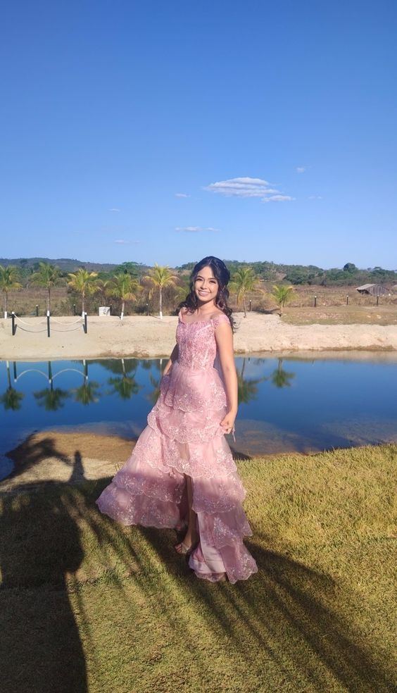 Off The Shoulder Corset Tiered Long Prom Dress