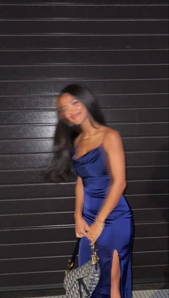 Blue Prom Dress Evening Dress With Slit