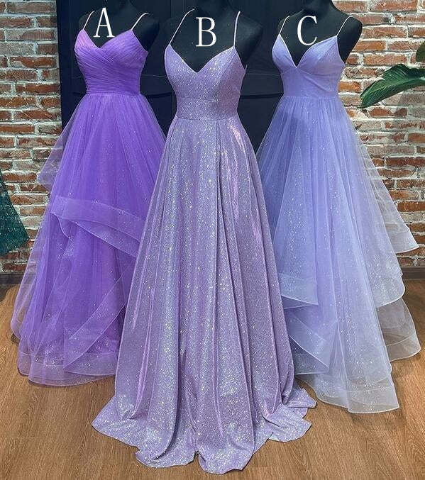 2024 Straps Sparkly A-line Long Prom Dress fg5307
