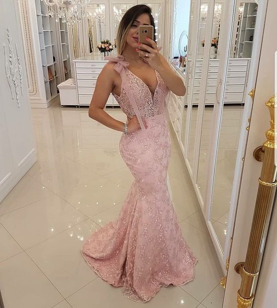 Cute Pink Evening Gown Mermaid Party Dress Elegant Sexy Formal Wear for Special Occasion Fashion