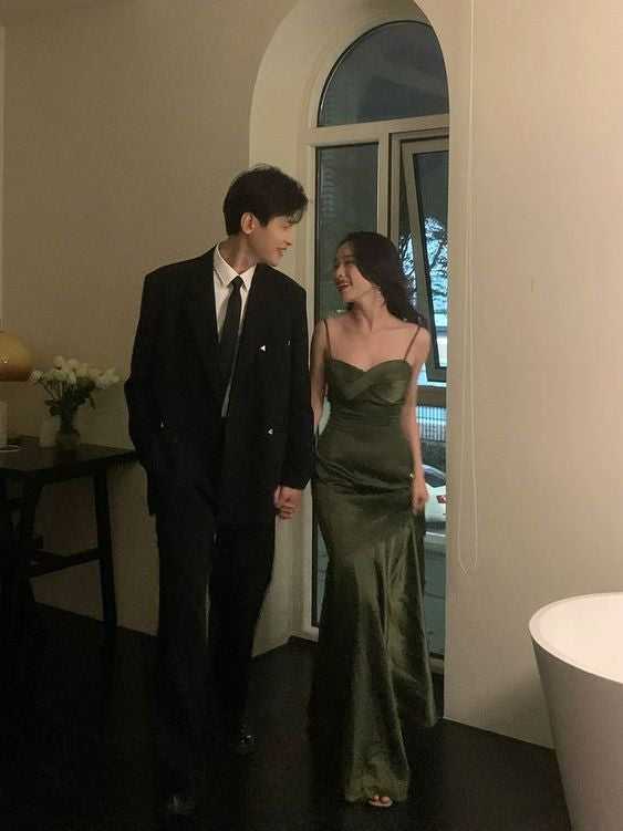 Dark Green Long Prom Dress,Graduation Dress,Party Dress