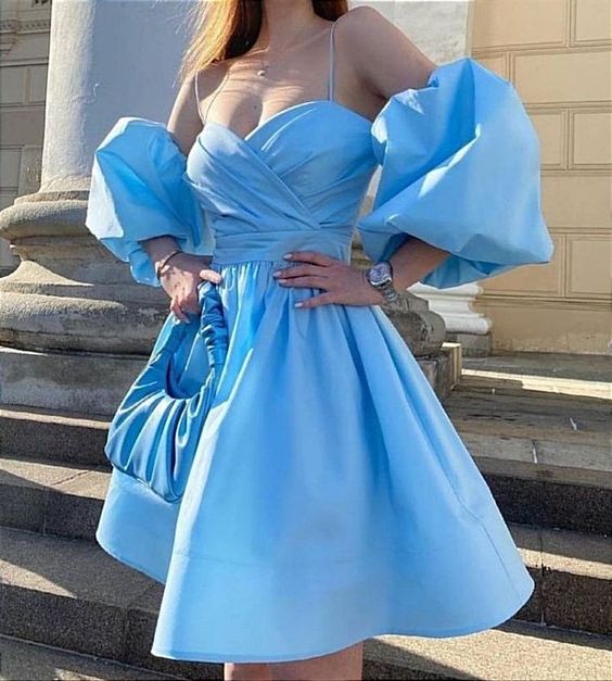 A line Blue Party Dress Lady Fashion Homecoming Gown fg3694