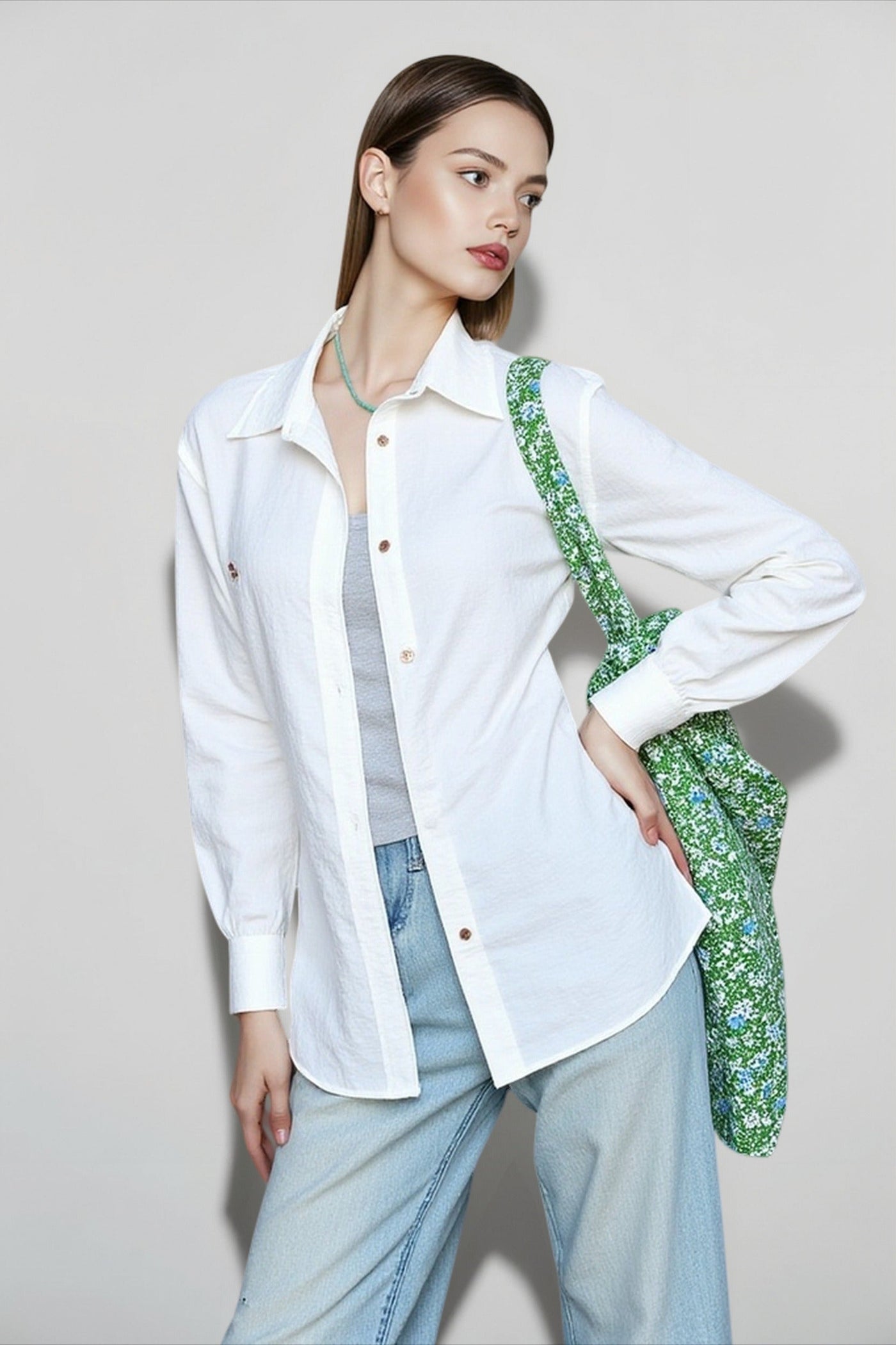 Linen Blend Embroidered Blouse