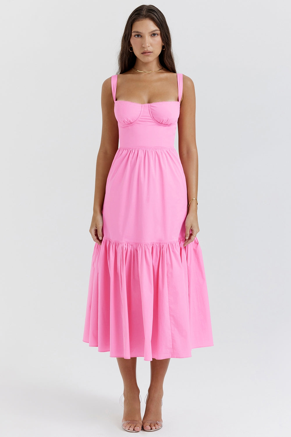Underwire Sweetheart Cami Tiered Midi Sundress 3