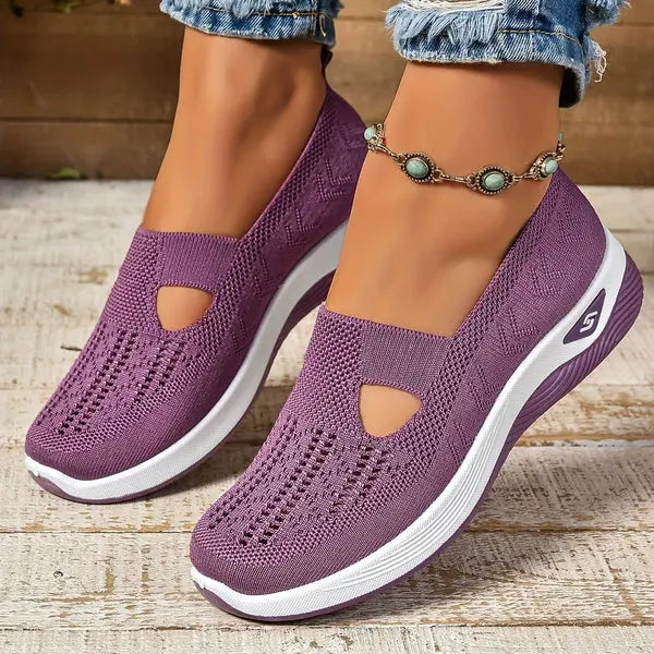 Mesh Knit Slip On Platform Sneakers