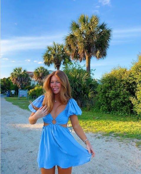 Blue Waist Cut Out Homecoming Dressblue Beach Dress