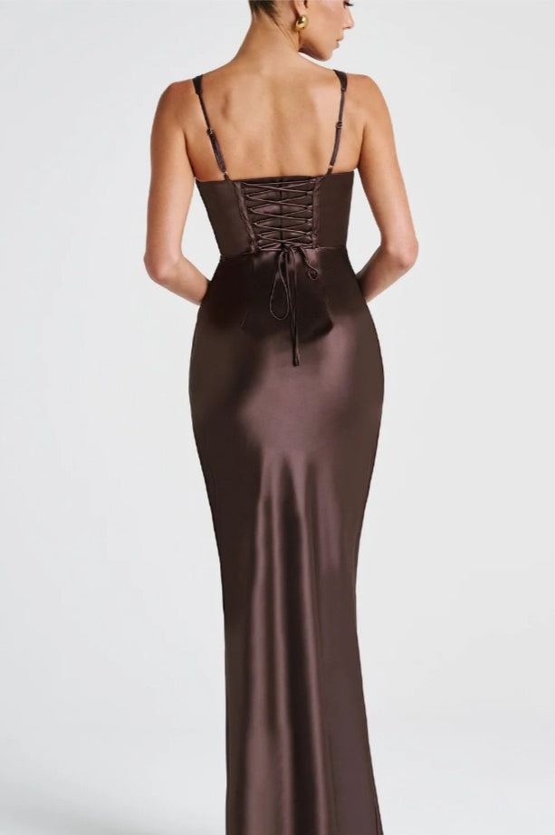 VNeck Bone Detail Silk Dress