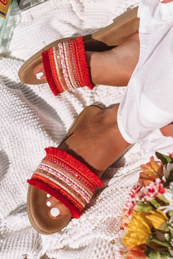 Boho Tassels Flat Slipper