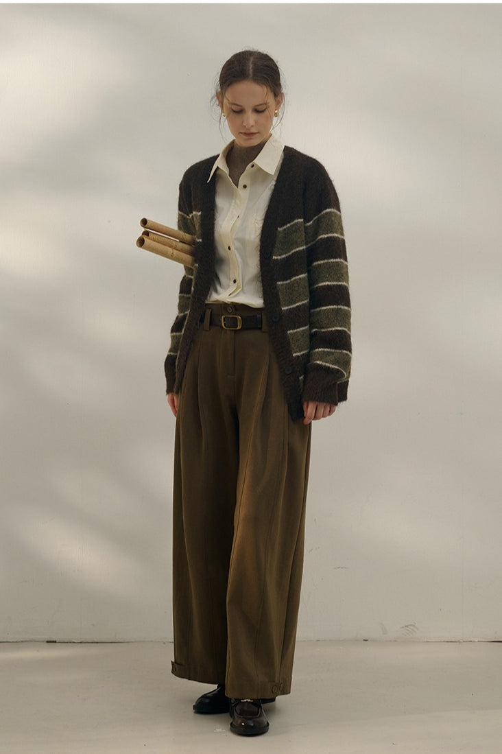 Textured Stripe VNeck Knit Top