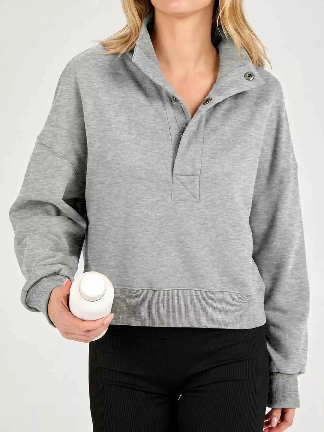 Half Snap Dropped Shoulder Sweatshirt
