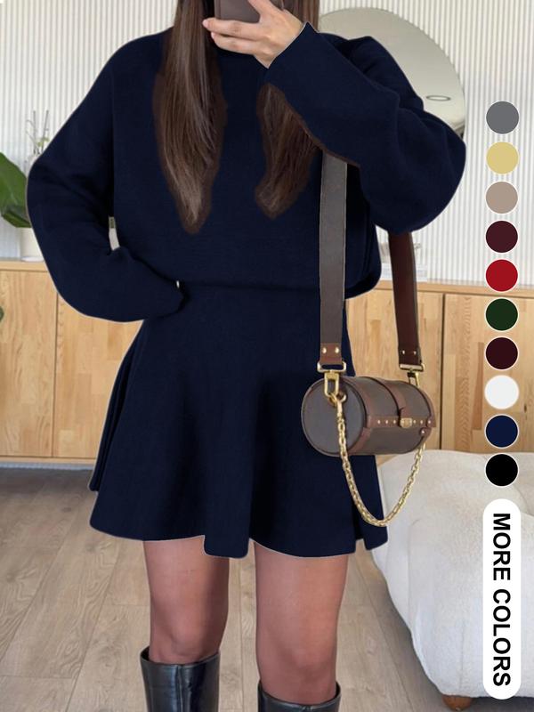 High Neck Long Sleeve Ribbed Knit Mini Dress 6