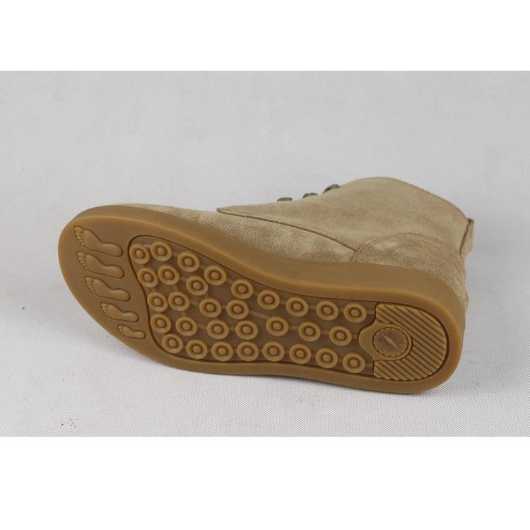 Nubuck Leather Boots Fur Lining Casual Ankle Boots Light Apricot/Dark Blue