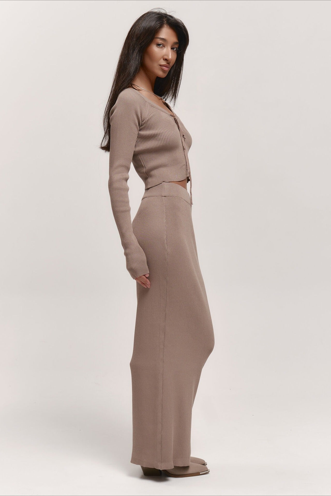 V-Neck Knit Crop Top Sweater Dress